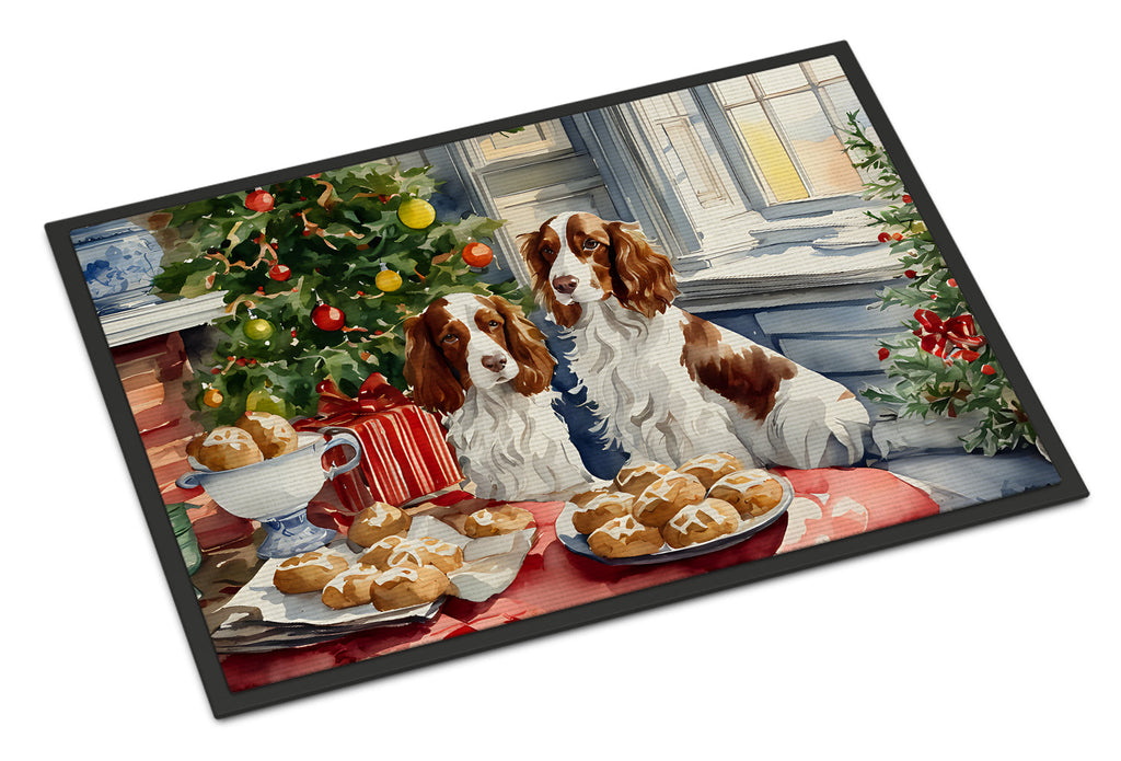 Welsh Springer Spaniel Christmas Cookies Doormat Indoor Outdoor 18H X 27W Front Door Mat Rugs for Entryway, Non Slip Washable