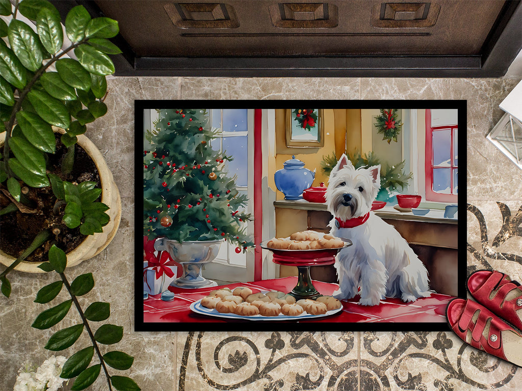Westie Christmas Cookies Doormat Indoor Outdoor 18H X 27W Front Door Mat Rugs for Entryway, Non Slip Washable