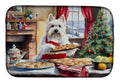Westie Christmas Cookies Dish Drying Mat Absorbent Dish Drying Mat Pad for Kitchen Counter Dish Drainer Mat for Countertop, 14 x 21", Multicolor