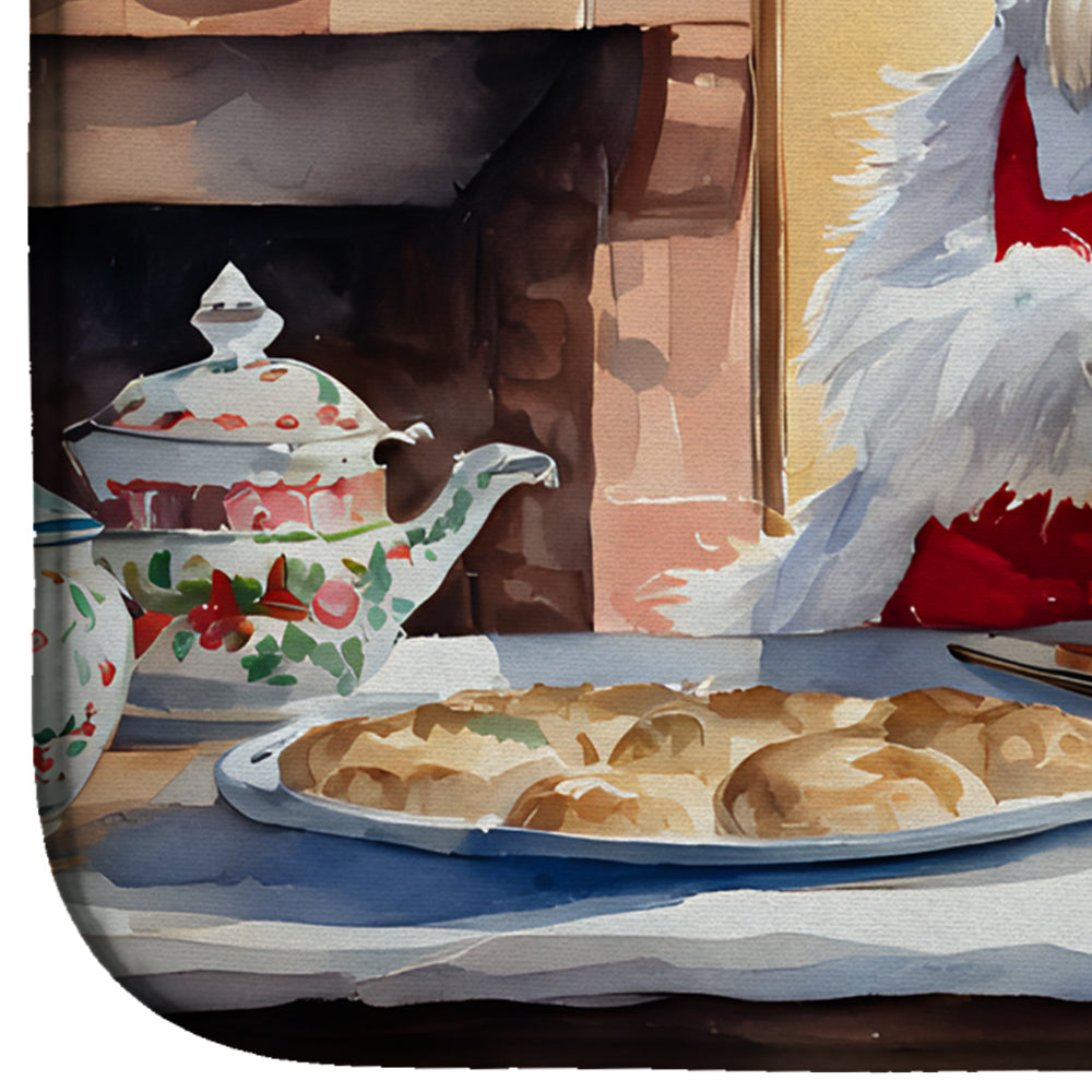 Westie Christmas Cookies Dish Drying Mat Absorbent Dish Drying Mat Pad for Kitchen Counter Dish Drainer Mat for Countertop, 14 x 21", Multicolor