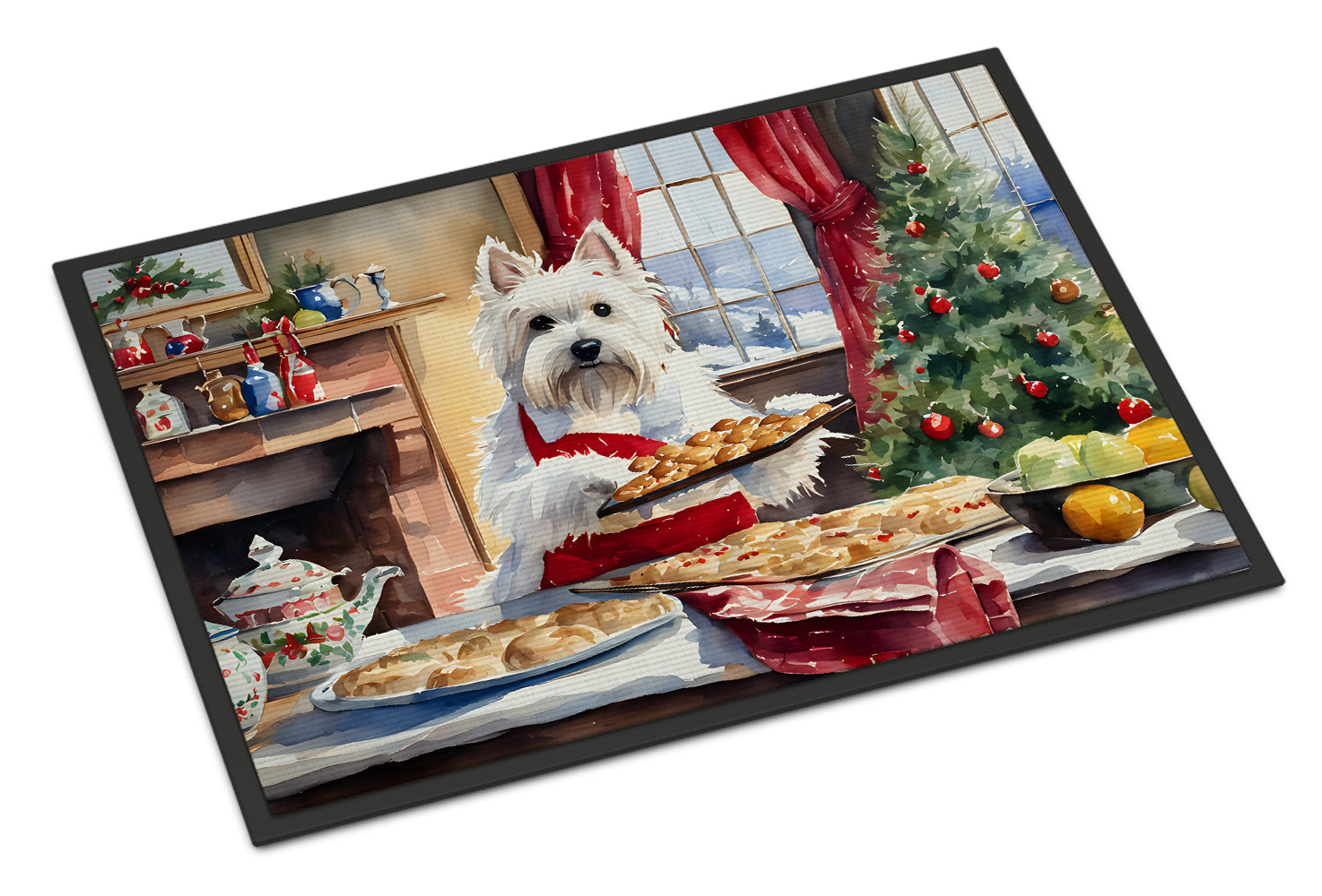 Westie Christmas Cookies Doormat Indoor Outdoor 18H X 27W Front Door Mat Rugs for Entryway, Non Slip Washable