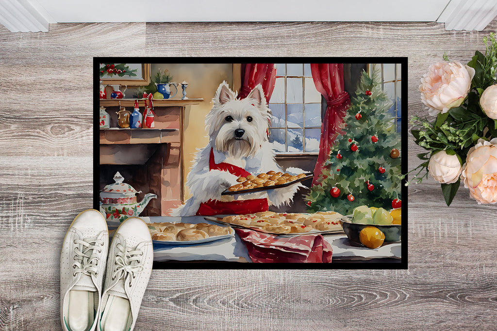 Westie Christmas Cookies Doormat Indoor Outdoor 18H X 27W Front Door Mat Rugs for Entryway, Non Slip Washable