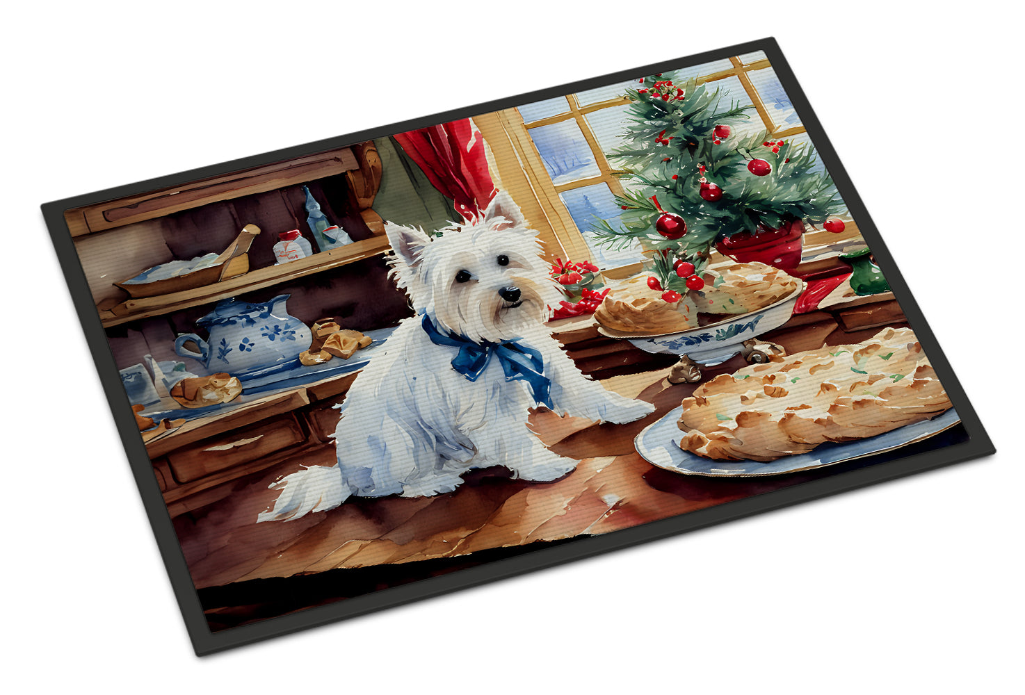 Westie Christmas Cookies Doormat Indoor Outdoor 18H X 27W Front Door Mat Rugs for Entryway, Non Slip Washable