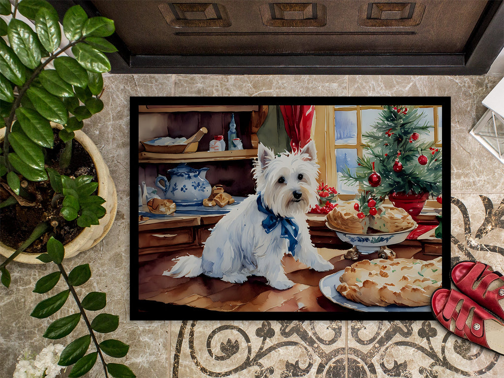 Westie Christmas Cookies Doormat Indoor Outdoor 18H X 27W Front Door Mat Rugs for Entryway, Non Slip Washable