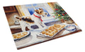 Wire Fox Terrier Christmas Cookies Cutting Board Tempered Glass Kitchen Cutting Surface, Heat Resistant Chopping, Non-Slip Feet, Food Prep & Serving