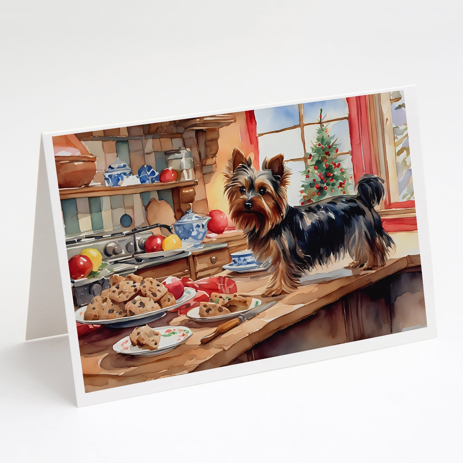 Yorkshire Terrier Yorkie Christmas Cookies Greeting Cards Pack of 8 Blank Cards with Envelopes Whimsical A7 Size 5x7
