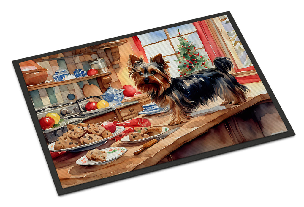 Yorkshire Terrier Yorkie Christmas Cookies Doormat Indoor Outdoor 18H X 27W Front Door Mat Rugs for Entryway, Non Slip Washable