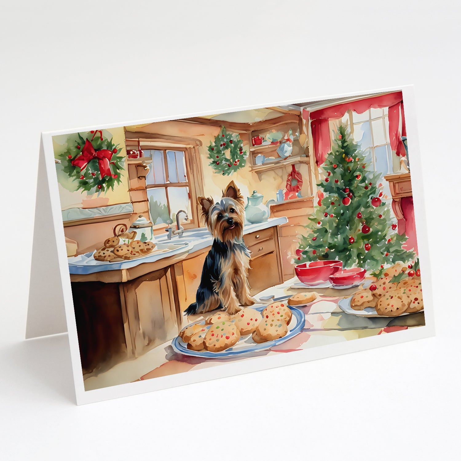 Yorkshire Terrier Yorkie Christmas Cookies Greeting Cards Pack of 8 Blank Cards with Envelopes Whimsical A7 Size 5x7