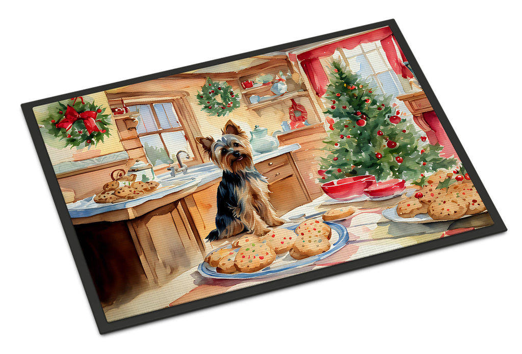 Yorkshire Terrier Yorkie Christmas Cookies Doormat Indoor Outdoor 24H X 36W Front Door Mat Rugs for Entryway, Non Slip Washable Low Pile,