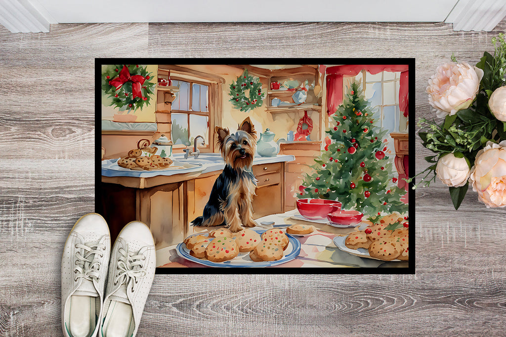 Yorkshire Terrier Yorkie Christmas Cookies Doormat Indoor Outdoor 24H X 36W Front Door Mat Rugs for Entryway, Non Slip Washable Low Pile,
