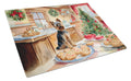 Yorkshire Terrier Yorkie Christmas Cookies Cutting Board Tempered Glass Kitchen Cutting Surface, Heat Resistant Chopping, Non-Slip Feet, Food Prep & Serving