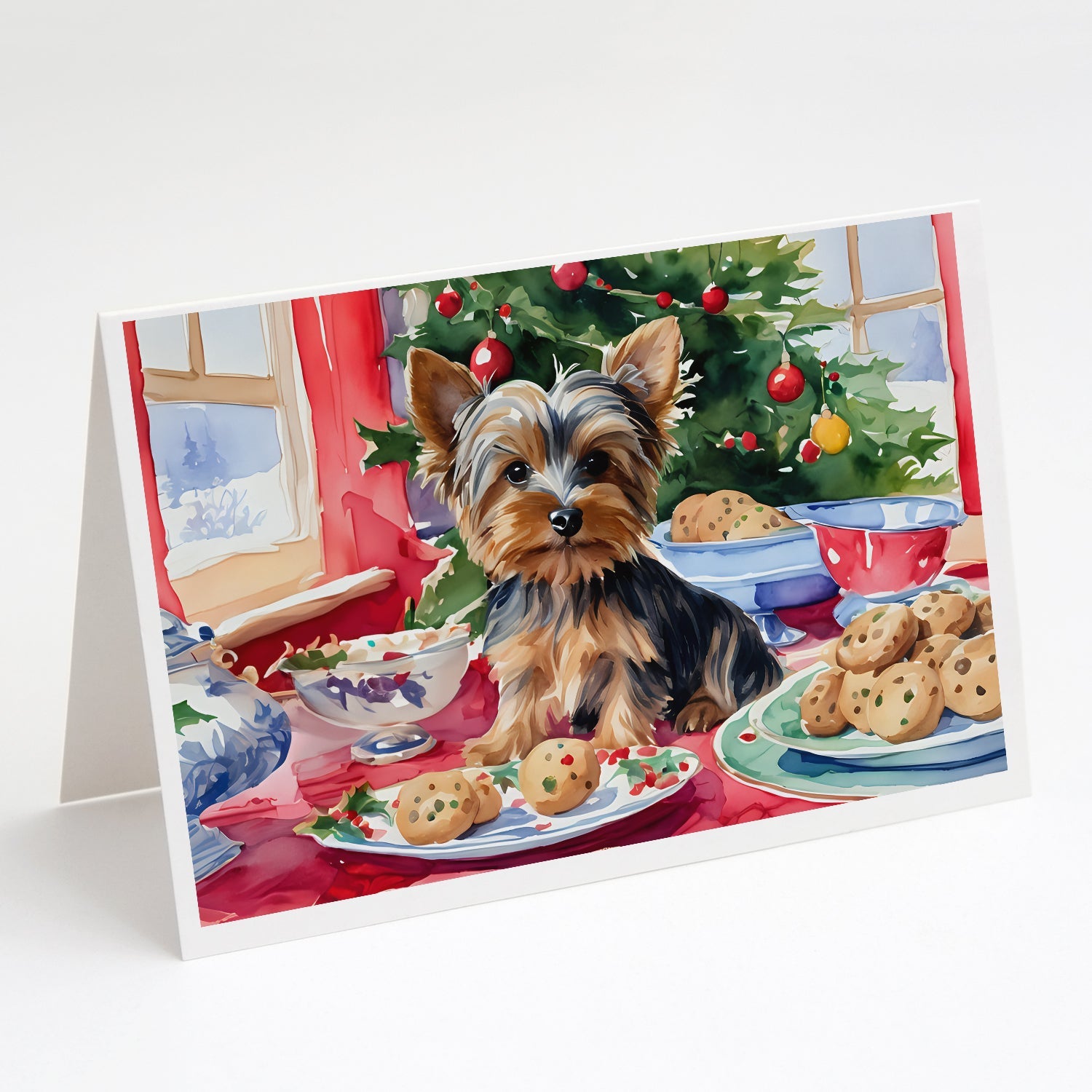 Yorkshire Terrier Yorkie Christmas Cookies Greeting Cards Pack of 8 Blank Cards with Envelopes Whimsical A7 Size 5x7