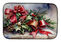 Christmas Ribbon and Pine Holiday Arrangement Dish Drying Mat Absorbent Dish Drying Mat Pad for Kitchen Counter Dish Drainer Mat for Countertop, 14 x 21", Multicolor