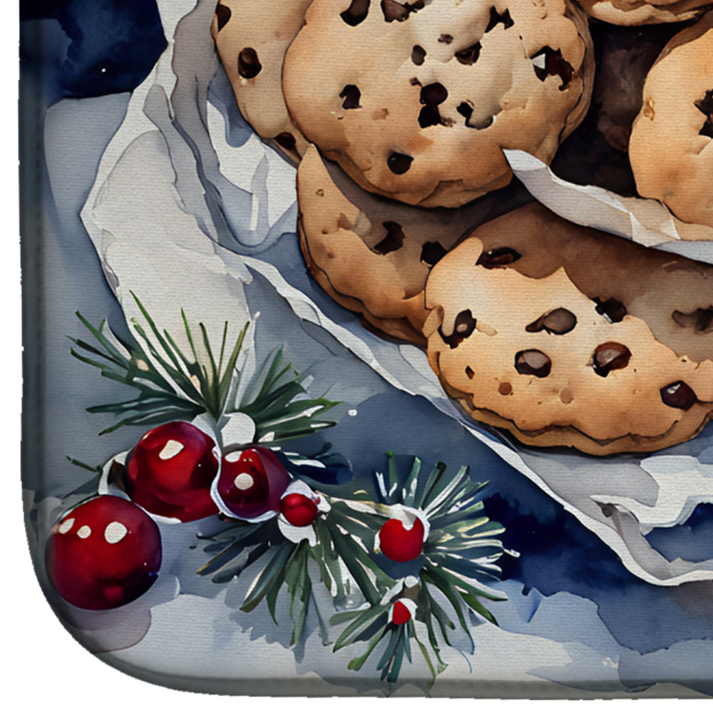 Chocolate Chip Cookies Christmas Plate Dish Drying Mat Absorbent Dish Drying Mat Pad for Kitchen Counter Dish Drainer Mat for Countertop, 14 x 21", Multicolor
