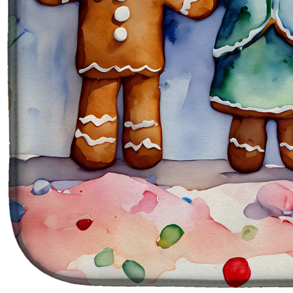 Gingerbread Family Christmas Cookies Dish Drying Mat Absorbent Dish Drying Mat Pad for Kitchen Counter Dish Drainer Mat for Countertop, 14 x 21", Multicolor