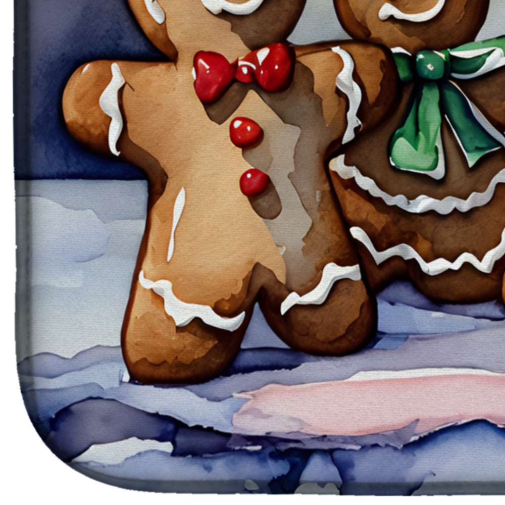 Gingerbread Cookie Family Christmas Dish Drying Mat Absorbent Dish Drying Mat Pad for Kitchen Counter Dish Drainer Mat for Countertop, 14 x 21", Multicolor