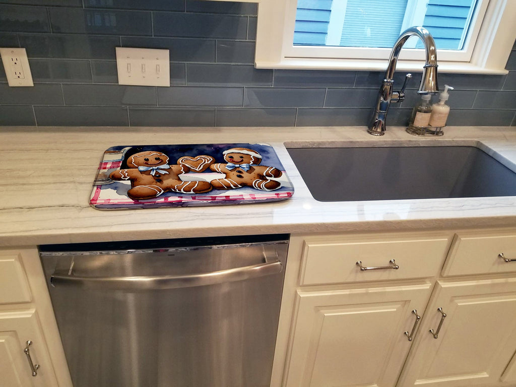 Gingerbread Couple Christmas Cookies Dish Drying Mat Absorbent Dish Drying Mat Pad for Kitchen Counter Dish Drainer Mat for Countertop, 14 x 21", Multicolor