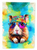 Hippie Animal Guinea Pig House Flag 28x40 Porch Sleeve Pole Decorative Outside Yard Banner Artwork Wall Hanging, Polyester