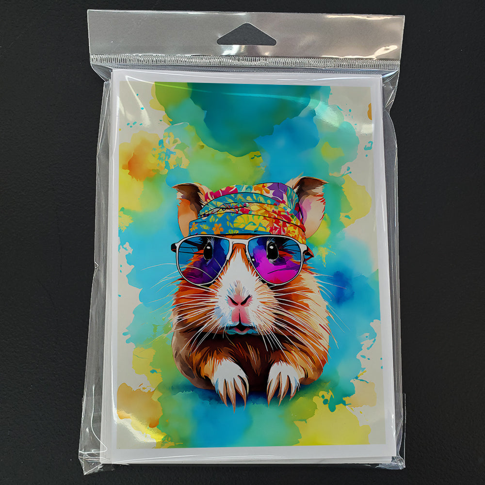 Hippie Animal Guinea Pig Greeting Cards Pack of 8 Blank Cards with Envelopes Whimsical A7 Size 5x7