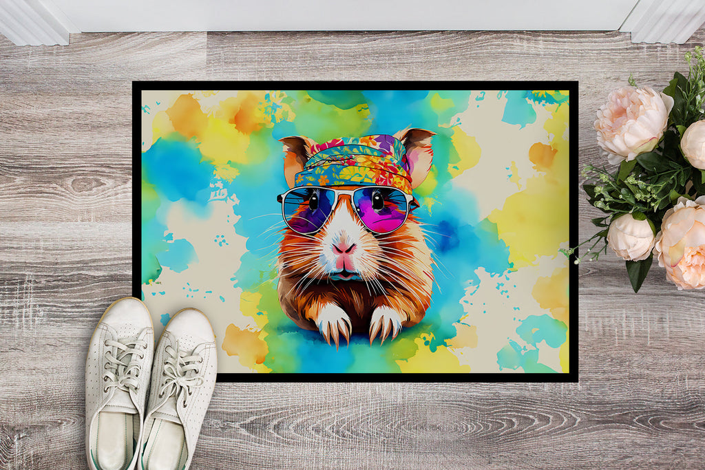 Hippie Animal Guinea Pig Doormat Indoor Outdoor 24H X 36W Front Door Mat Rugs for Entryway, Non Slip Washable Low Pile,