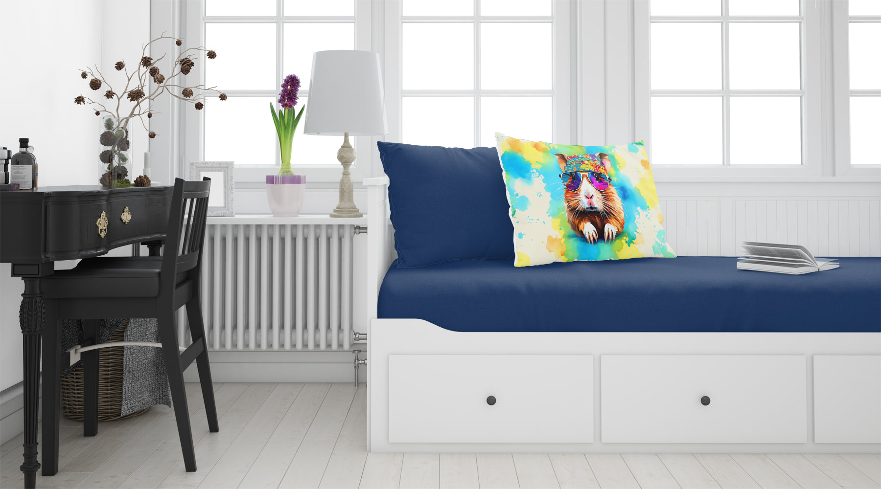 Hippie Animal Guinea Pig Standard Pillowcase Lightweight Super Soft Easy Care Decorative Artwork Pillowcase, Standard