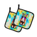 Hippie Animal Guinea Pig Pot Holder Set of 2 Heat Resistant Quilted Hot Pads 7.5 x 7.5 Inch, Insulated Kitchen Trivets for Cooking & Baking