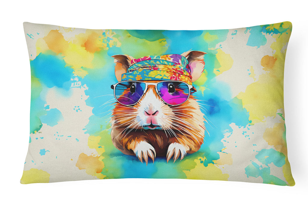 Hippie Animal Guinea Pig Decorative Throw Pillow 12x16 Indoor Outdoor Accent Cushion, Fabric Cover with Insert for Sofa, Bed, Porch & Living Room