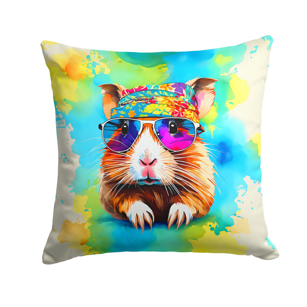 Hippie Animal Guinea Pig Decorative Throw Pillow 18x18 Indoor Outdoor Accent Cushion, Fabric Cover with Insert for Sofa, Bed, Porch & Living Room
