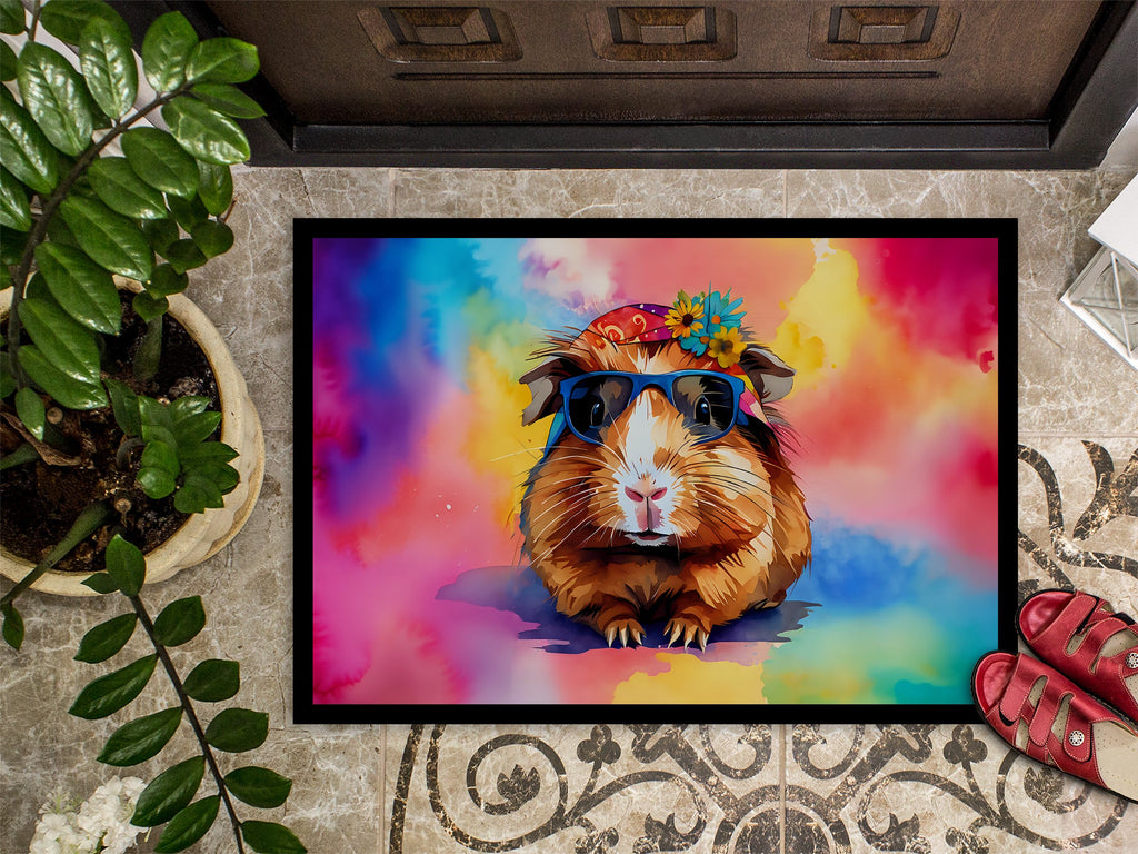 Hippie Animal Guinea Pig Doormat Indoor Outdoor 24H X 36W Front Door Mat Rugs for Entryway, Non Slip Washable Low Pile,