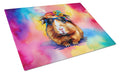 Hippie Animal Guinea Pig Cutting Board Tempered Glass Kitchen Cutting Surface, Heat Resistant Chopping, Non-Slip Feet, Food Prep & Serving