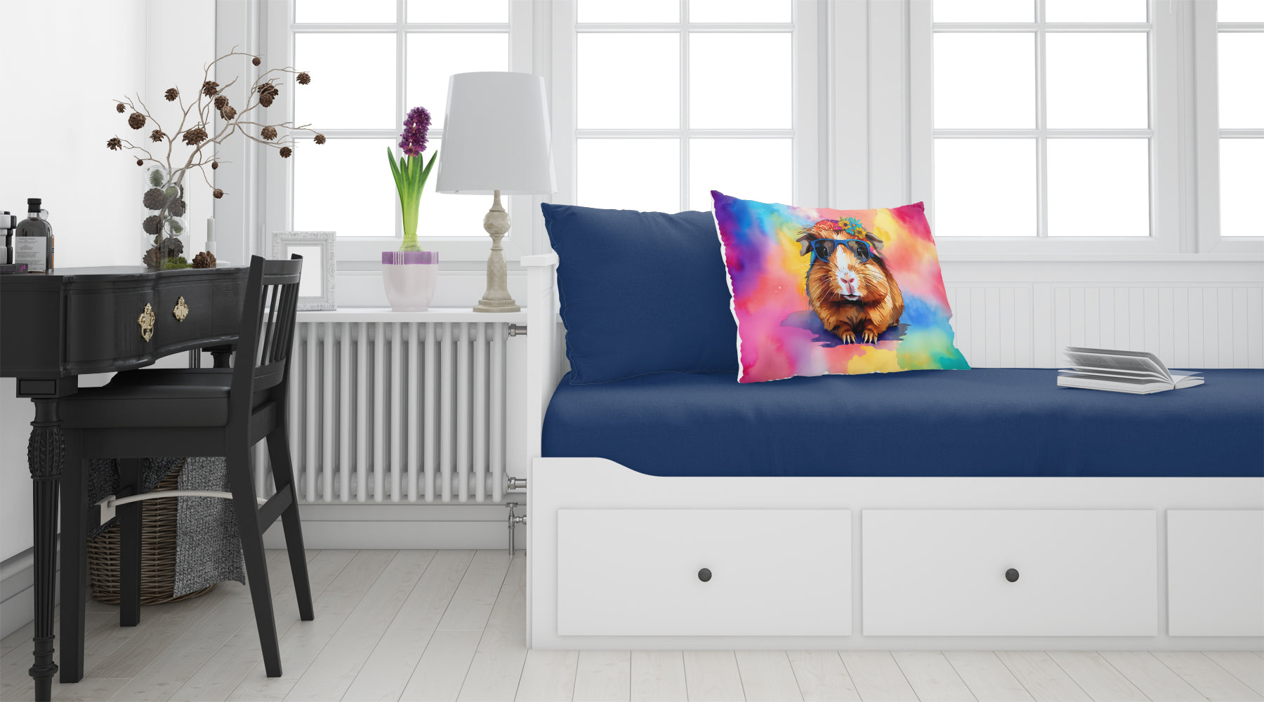 Hippie Animal Guinea Pig Standard Pillowcase Lightweight Super Soft Easy Care Decorative Artwork Pillowcase, Standard