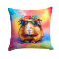 Hippie Animal Guinea Pig Decorative Throw Pillow 14x14 Indoor Outdoor Accent Cushion, Fabric Cover with Insert for Sofa, Bed, Porch & Living Room