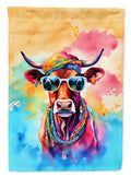 Hippie Animal Cow House Flag 28x40 Porch Sleeve Pole Decorative Outside Yard Banner Artwork Wall Hanging, Polyester