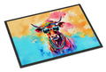 Hippie Animal Cow Doormat Indoor Outdoor 18H X 27W Front Door Mat Rugs for Entryway, Non Slip Washable