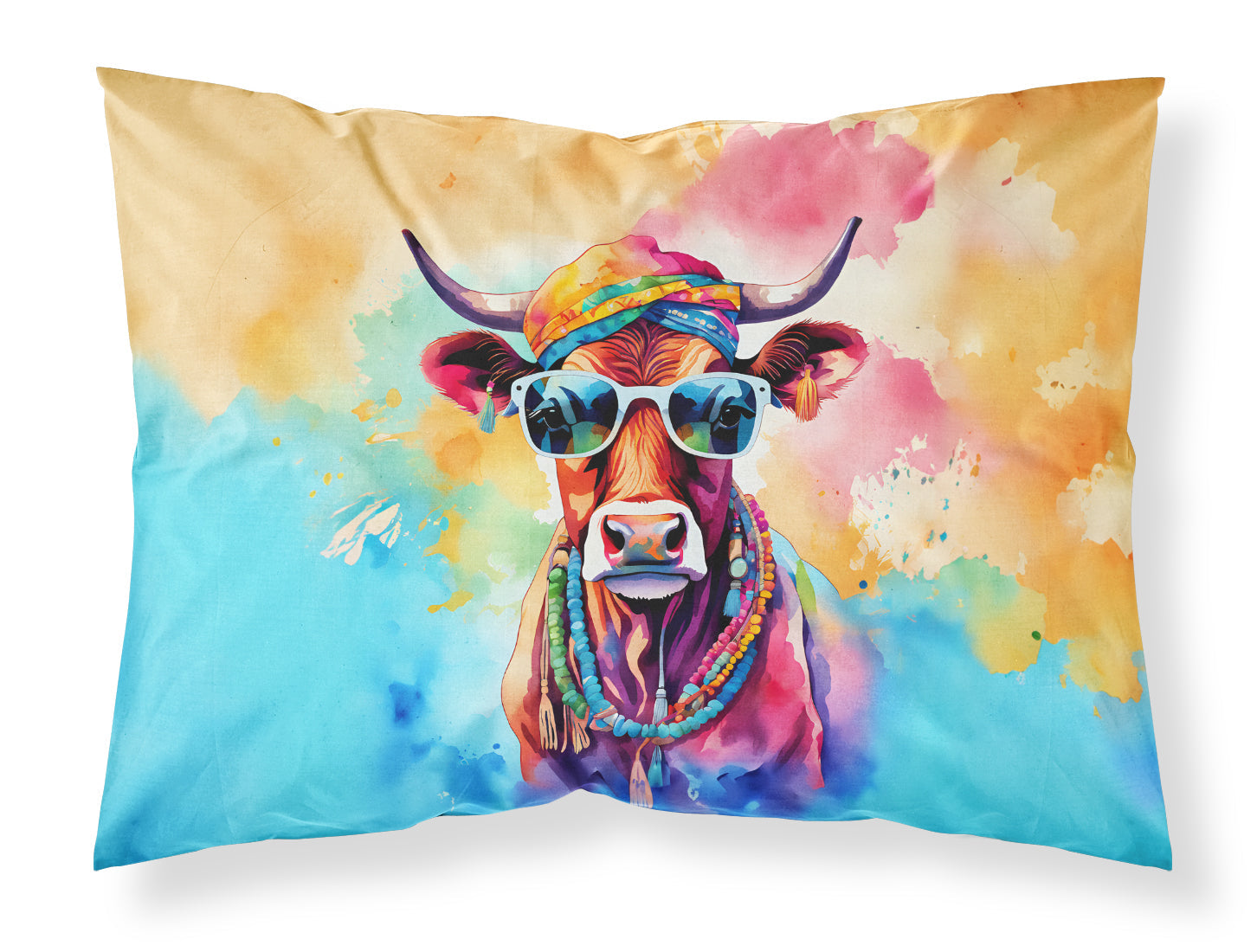 Hippie Animal Cow Standard Pillowcase Lightweight Super Soft Easy Care Decorative Artwork Pillowcase, Standard