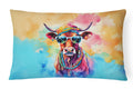 Hippie Animal Cow Decorative Throw Pillow 12x16 Indoor Outdoor Accent Cushion, Fabric Cover with Insert for Sofa, Bed, Porch & Living Room