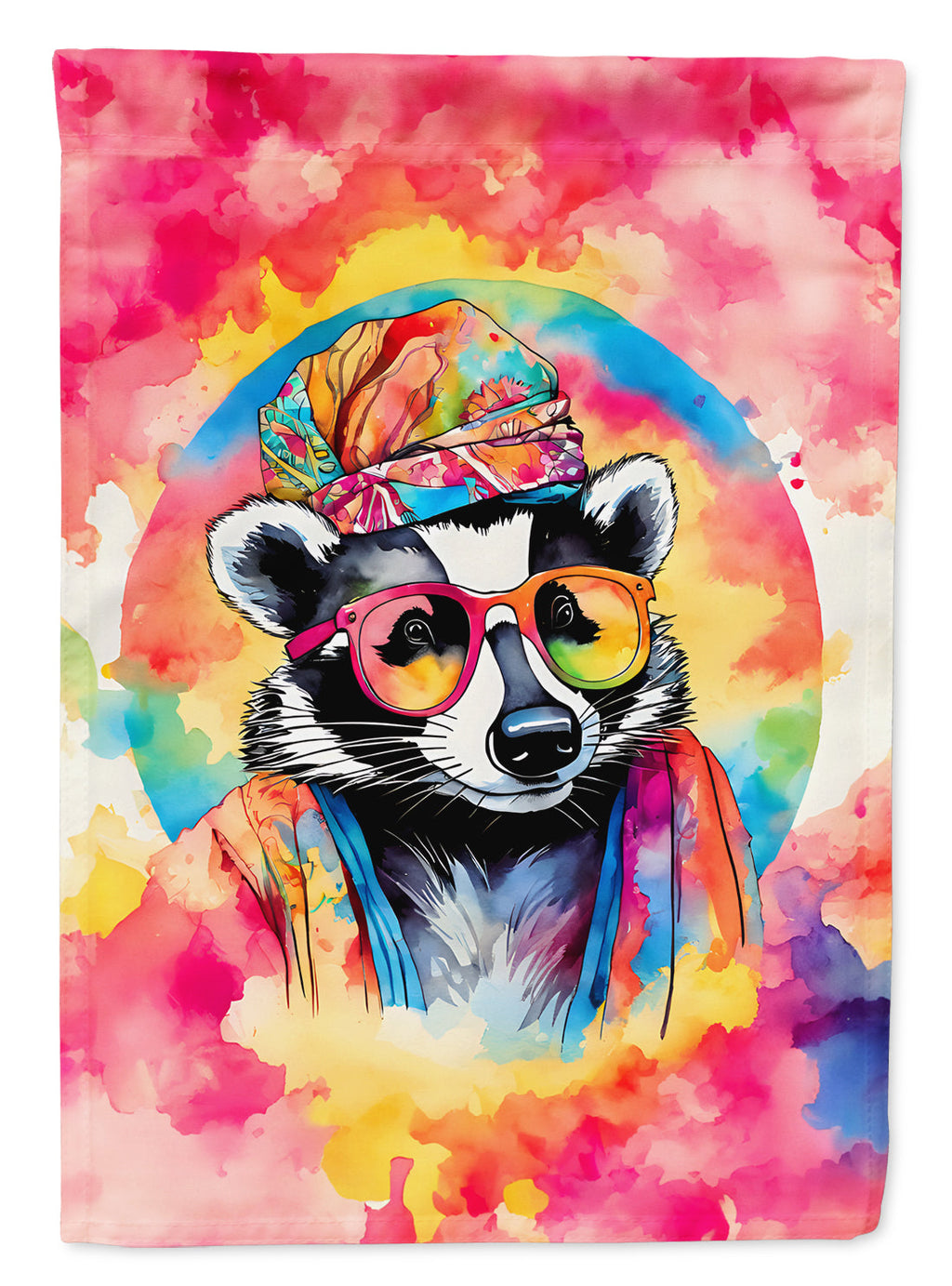 Hippie Animal Badger House Flag 28x40 Porch Sleeve Pole Decorative Outside Yard Banner Artwork Wall Hanging, Polyester
