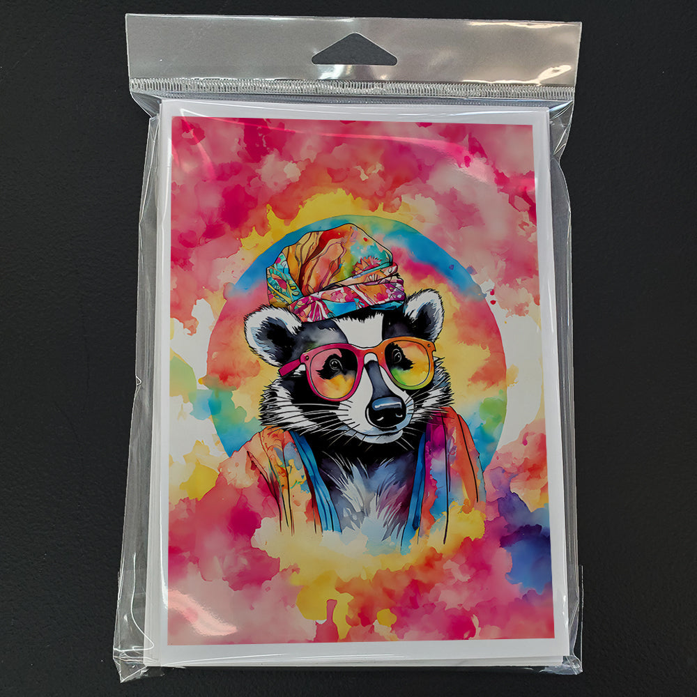 Hippie Animal Badger Greeting Cards Pack of 8 Blank Cards with Envelopes Whimsical A7 Size 5x7