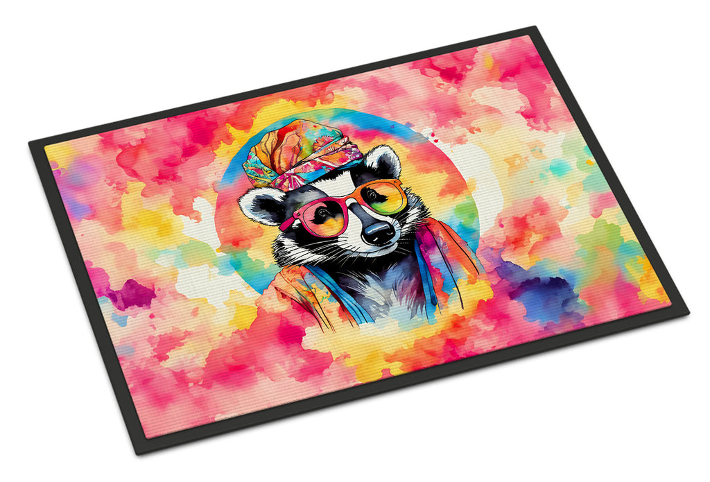 Hippie Animal Badger Doormat Indoor Outdoor 18H X 27W Front Door Mat Rugs for Entryway, Non Slip Washable