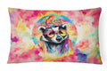 Hippie Animal Badger Decorative Throw Pillow 12x16 Indoor Outdoor Accent Cushion, Fabric Cover with Insert for Sofa, Bed, Porch & Living Room