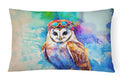 Hippie Animal Barn Owl Decorative Throw Pillow 12x16 Indoor Outdoor Accent Cushion, Fabric Cover with Insert for Sofa, Bed, Porch & Living Room