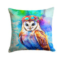 Hippie Animal Barn Owl Decorative Throw Pillow 18x18 Indoor Outdoor Accent Cushion, Fabric Cover with Insert for Sofa, Bed, Porch & Living Room