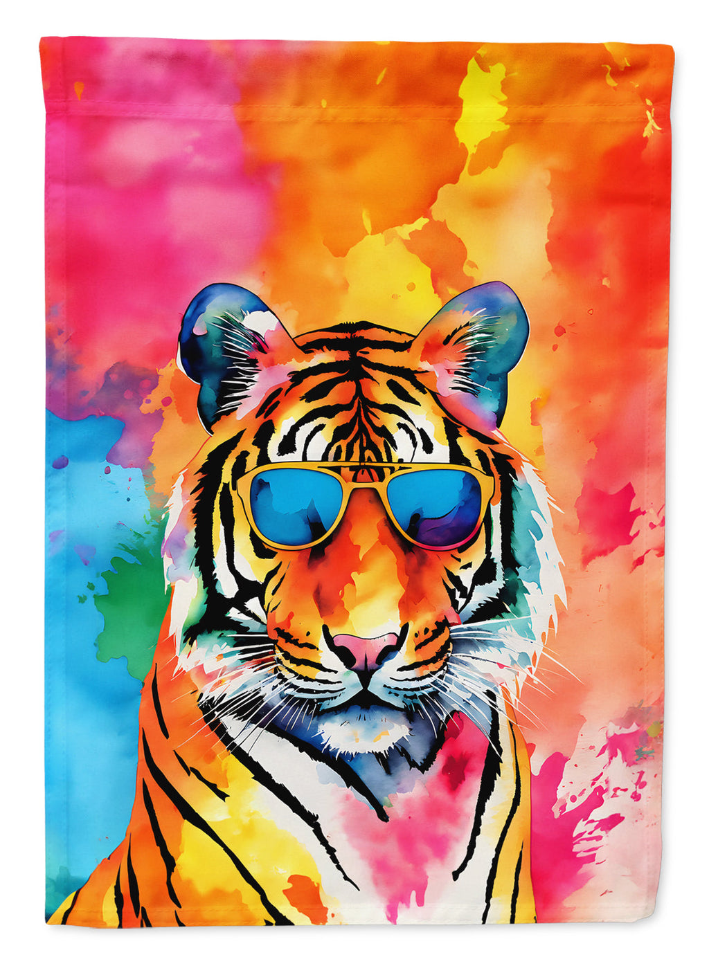 Hippie Animal Bengal Tiger House Flag 28x40 Porch Sleeve Pole Decorative Outside Yard Banner Artwork Wall Hanging, Polyester