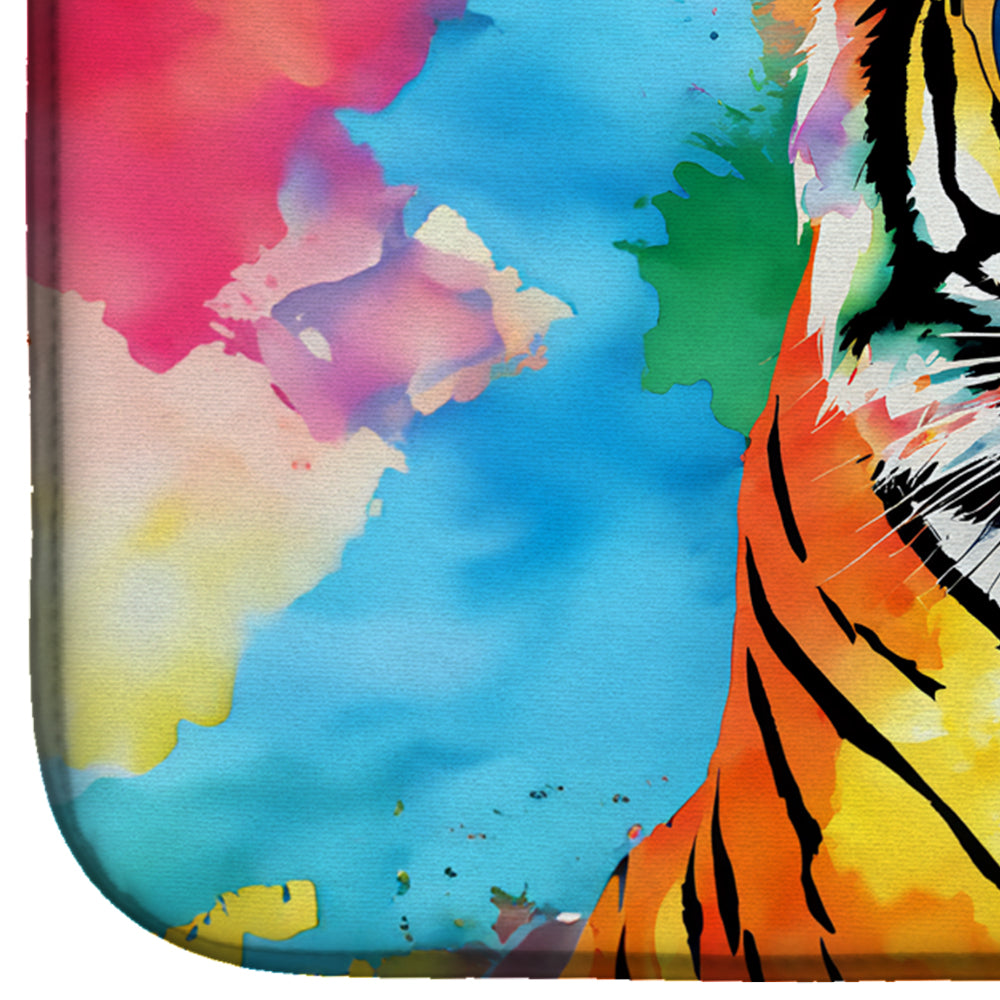 Hippie Animal Bengal Tiger Dish Drying Mat Absorbent Dish Drying Mat Pad for Kitchen Counter Dish Drainer Mat for Countertop, 14 x 21", Multicolor