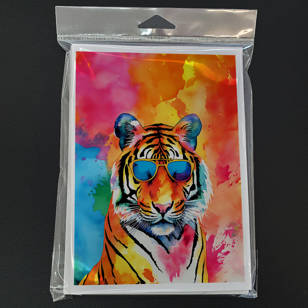 Hippie Animal Bengal Tiger Greeting Cards Pack of 8 Blank Cards with Envelopes Whimsical A7 Size 5x7