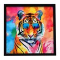 Hippie Animal Bengal Tiger Framed Metal Print Bathroom, Kitchen, Office, Home Decor Wall Art Ready to Hang, Square, 8X8