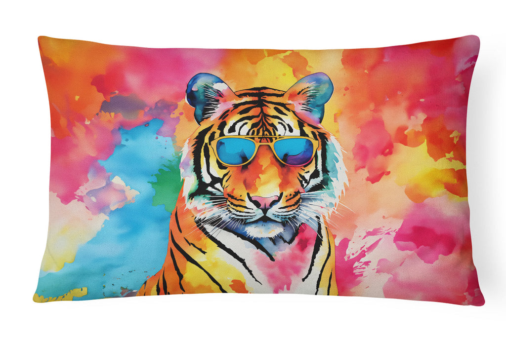 Hippie Animal Bengal Tiger Decorative Throw Pillow 12x16 Indoor Outdoor Accent Cushion, Fabric Cover with Insert for Sofa, Bed, Porch & Living Room