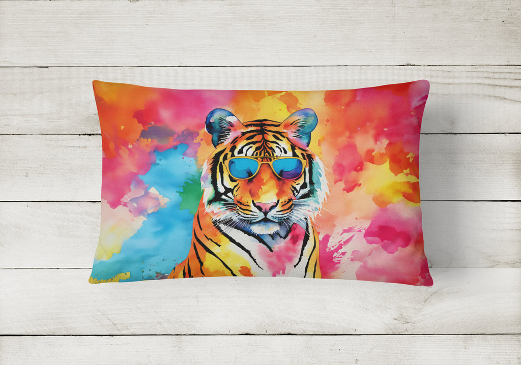 Hippie Animal Bengal Tiger Decorative Throw Pillow 12x16 Indoor Outdoor Accent Cushion, Fabric Cover with Insert for Sofa, Bed, Porch & Living Room