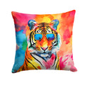 Hippie Animal Bengal Tiger Decorative Throw Pillow 14x14 Indoor Outdoor Accent Cushion, Fabric Cover with Insert for Sofa, Bed, Porch & Living Room
