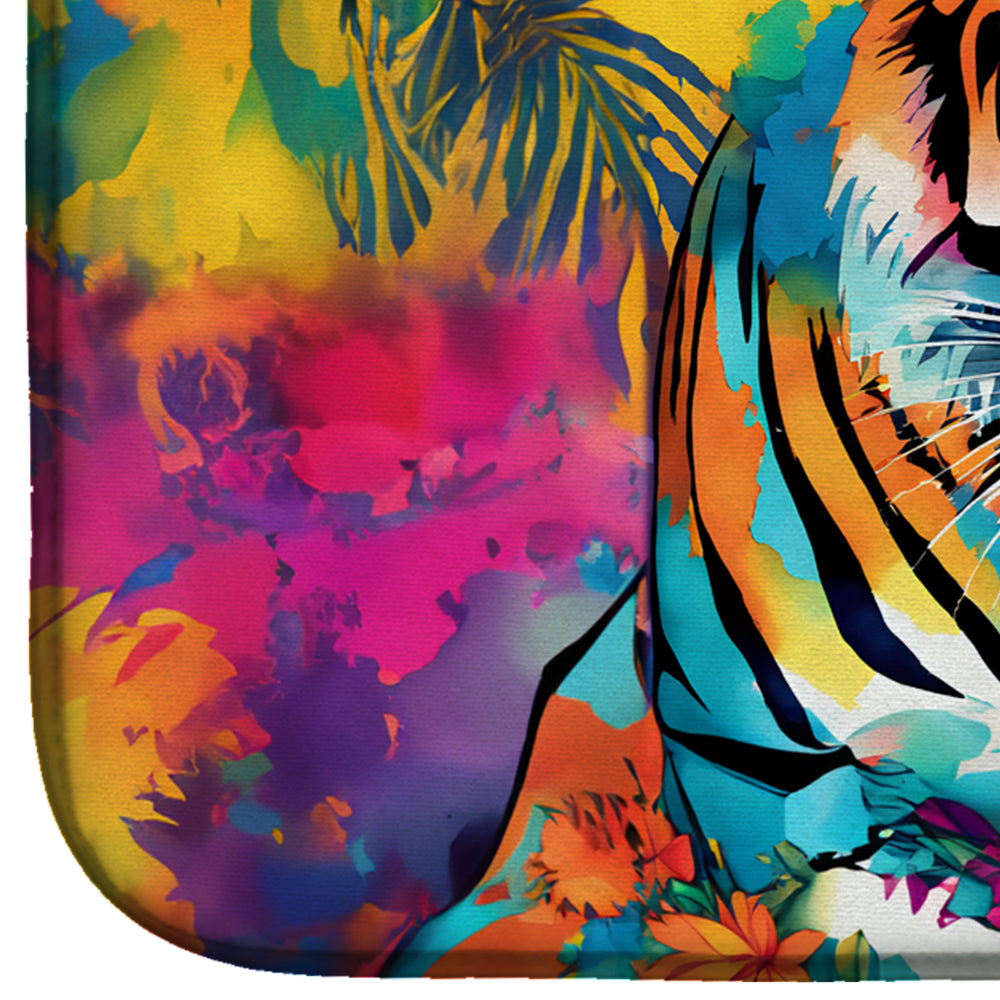 Hippie Animal Bengal Tiger Dish Drying Mat Absorbent Dish Drying Mat Pad for Kitchen Counter Dish Drainer Mat for Countertop, 14 x 21", Multicolor